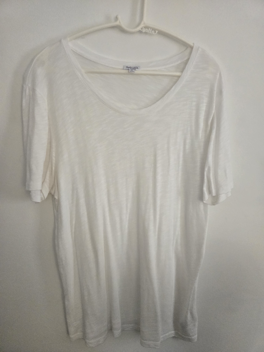 Splendid White Scoop Neck Short Sleeve Slub Tee